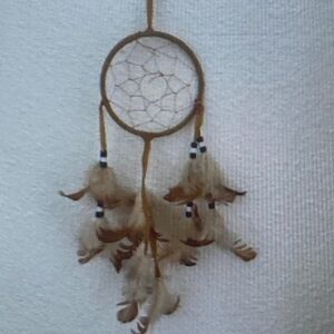 Super cute dreamcatcher with fluffy feathers and beads. Bohemian, hippy home